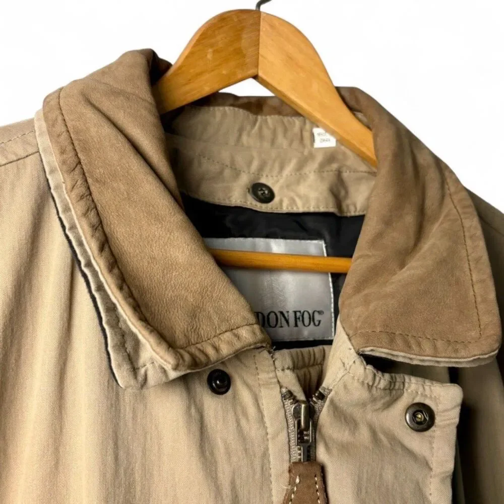 90s Vintage London Fog Classic Khaki Field Coat, Removable Liner Men's sz L Tall